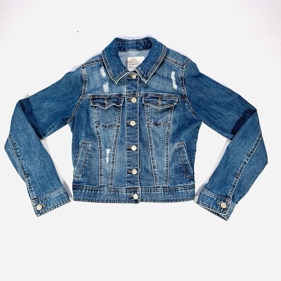 Celebrity Pink Jackets & Blazers - Celebrity Pink Denim Jean Jacket Women’s XS Blue Distressed Button Front